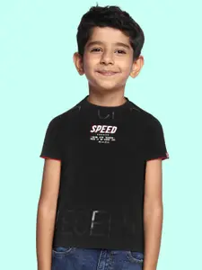 Monte Carlo Boys Black Typography Printed T-shirt