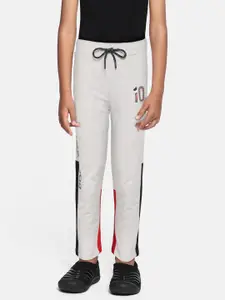 Monte Carlo Boys Grey Melange & Navy Blue Solid Track Pants with Side Taping