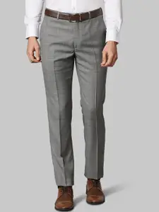 Raymond Men Grey Checked Trousers