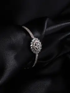 justpeachy Women Rose Gold & White Brass American Diamond Bangle-Style Bracelet