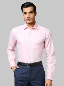 Raymond Men Pink Self Design Regular Fit Cotton Casual Shirt