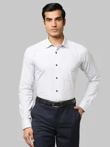 Park Avenue Men White Slim Fit Grid Tattersall Checks Opaque Checked Formal Shirt