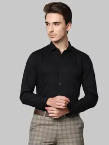 Park Avenue Men Black Slim Fit Horizontal Stripes Cotton Formal Shirt