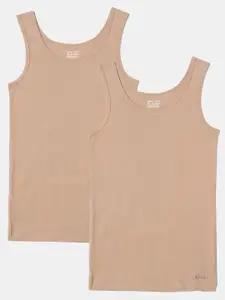 Jockey Girls Pack Of 2 Super Combed Cotton Rib Fabric Solid Tank Top - SG02