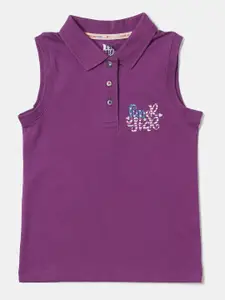 Jockey Girls Super Combed Cotton Polo Collar Graphic Printed Sleeveless Tank Top-UG10