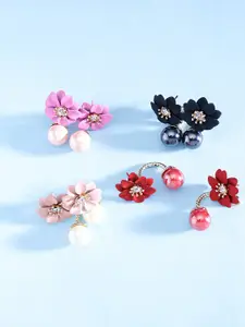 Yellow Chimes Multicoloured Set Of 4 Contemporary Studs Earrings