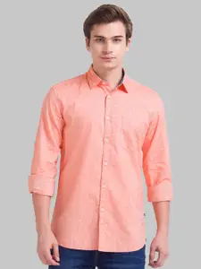 Parx Men Orange Slim Fit Cotton Casual Shirt