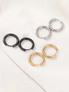 Yellow Chimes Set Of 3 Circular Hoop Earrings