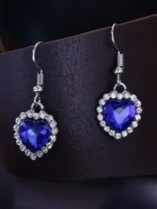 Yellow Chimes Blue Heart Shaped Drop Earrings