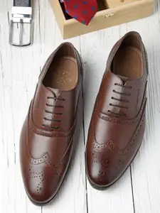 Red Tape Men Brown Textured Leather Formal Brogues