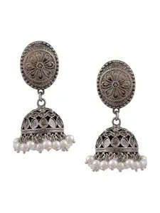 Silvermerc Designs Silver-Toned Contemporary Jhumkas Earrings