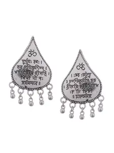 Silvermerc Designs Silver Plated Oxidised Teardrop Shaped Stud Earrings