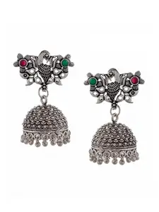 Silvermerc Designs Silver-Toned Contemporary Jhumkas Earrings