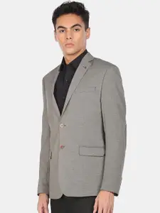 Arrow Men Grey Tailored Regular Fit Patterned Formal Blazer
