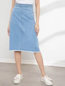 ORIGIN BY ZALORA Women Blue Organic Cotton Denim A-Line Skirt