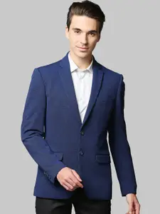 Park Avenue Men Blue Self-Design Single-Breasted Formal Blazer