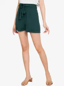 ZALORA BASICS Women Green High-Rise Outdoor Shorts
