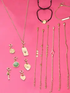 AMI Gold-Plated Chain with 5 Pendant & 8 Bracelet