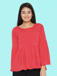Sera Red Crepe Peplum Top