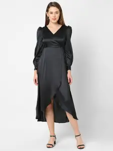 MISH Black Satin Midi Dress