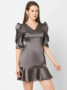 MISH Charcoal Satin A-Line Mini Dress