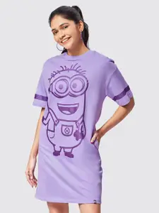 The Souled Store Purple  Minions Oversized T-shirt Dress