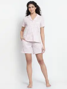YOONOY Pure Cotton Printed T-shirt with Shorts