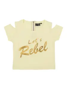 Actuel Girls Yellow Printed Cotton Top