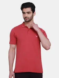 Blackberrys Men Red Polo Collar Slim Fit Cotton T-shirt
