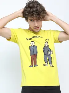 HIGHLANDER Men Green Typography Printed Slim Fit T-shirt