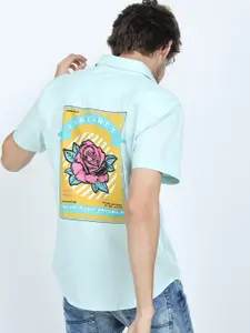 HIGHLANDER Men Blue Slim Fit Floral Printed Cotton Casual Shirt