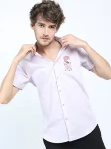 HIGHLANDER Men Lavender Slim Fit Placement Printed Casual Shirt