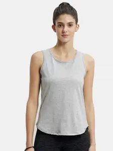 Jockey Women Grey Solid Pure Cotton Relaxed-Fit Lounge T-shirt