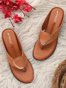 TRASE Tan Brown Ethnic Wedge Heels