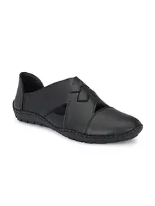MENGLER Men Black Solid Shoe-Style Sandals