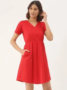 BRINNS Red A-Line Cotton Dress