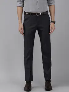 Arrow Men Black Originals Hudson Tailored Fit Textured Trousers