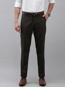 Arrow Men Brown Checked Original Formal Trousers