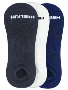 Heelium Men Pack Of 3 Grey & White Solid Ankle Length Socks