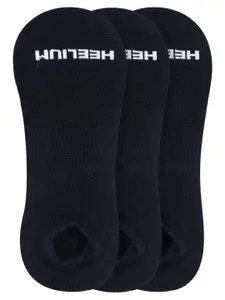 Heelium Pack of 3 Men Black Solid Ankle Length Anti-Microbial Socks