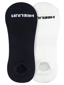 Heelium Pack of 2 Men Black & White Solid Ankle Length Anti-Microbial Socks