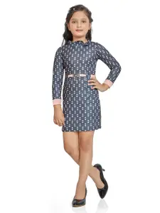 Peppermint Grey & Pink Satin A-Line Dress