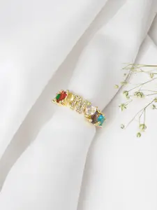 JOKER & WITCH Gold-Toned & Rhinestone Studded Finger Ring