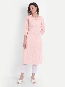 SUTI Peach-Coloured Printed Pure Cotton Kurti