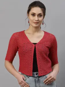 Style Quotient Women Red Cotton Shrug