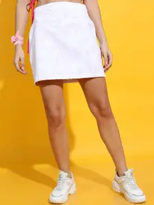 Tokyo Talkies Women White Solid A-Line Mini Skirt