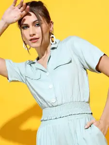 Tokyo Talkies Green Blouson Top