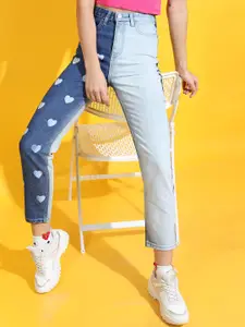 Tokyo Talkies Women Blue Mom Fit Printed Jeans