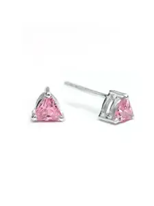HIFLYER JEWELS Women Pink & Silver-Toned Triangular Studs Earrings