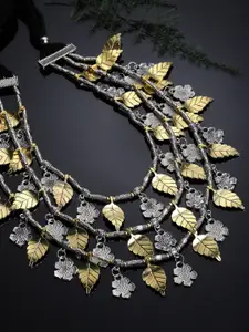 PANASH Silver-Toned & Gold-Toned German Silver Oxidised Necklace